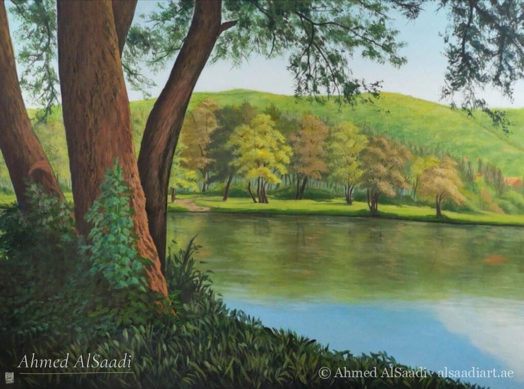 Riverbank, original painting by Ahmed AlSaadi