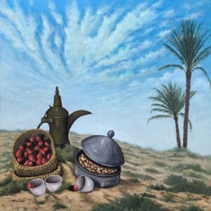 Dallah and Dates, original painting by Ahmed AlSaadi